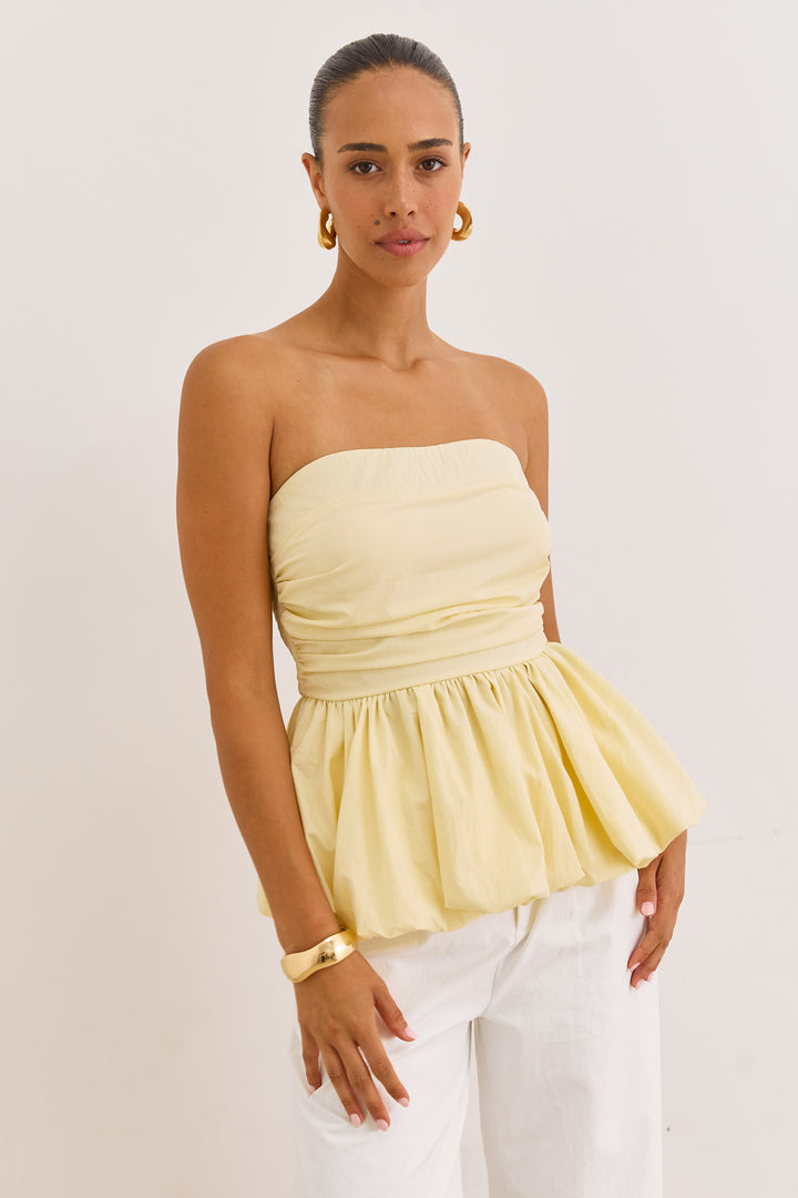 סטרפלס טריה בשילוב פפלום | צהוב חמאה