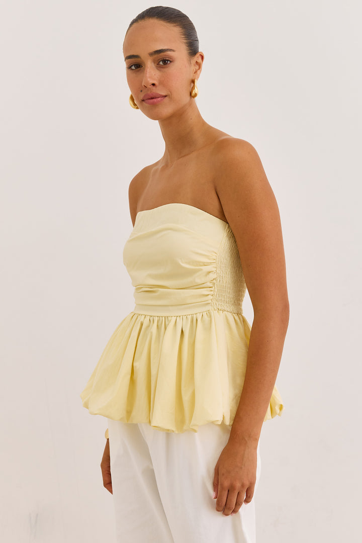 סטרפלס טריה בשילוב פפלום | צהוב חמאה