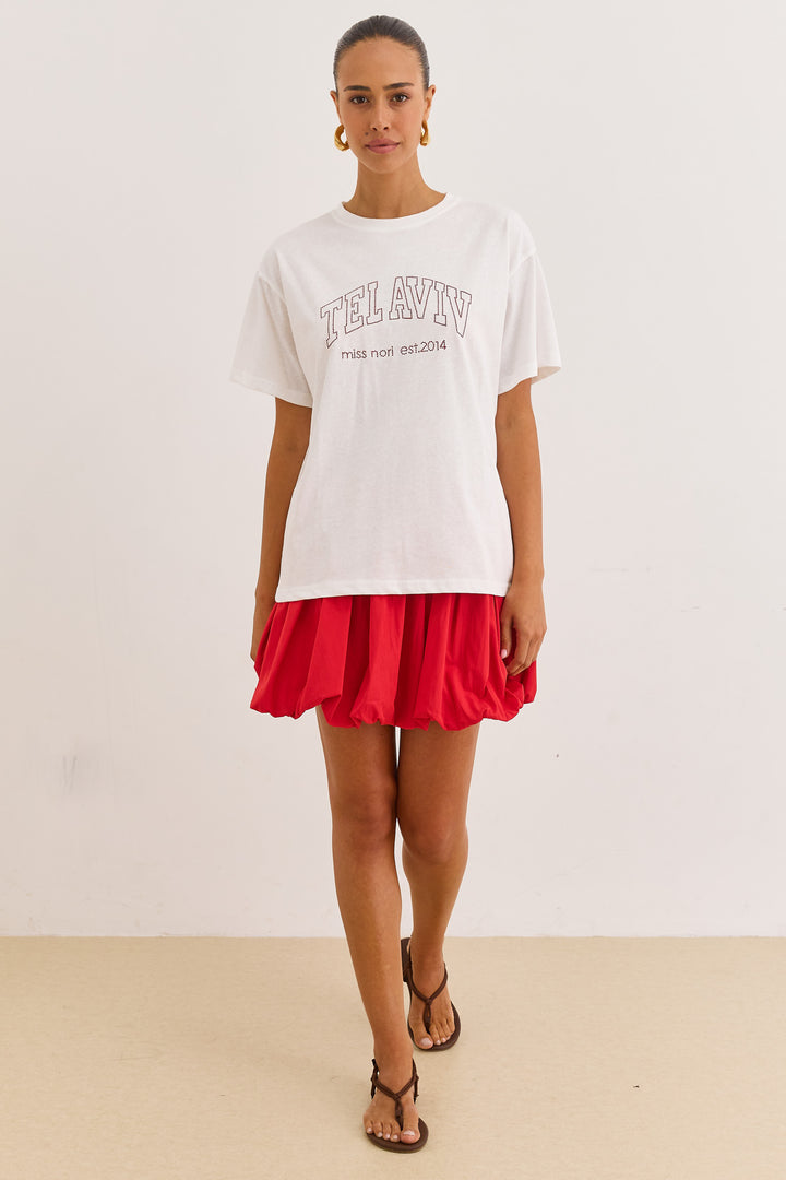 טי שירט TLV בשילוב רקמה | לבן