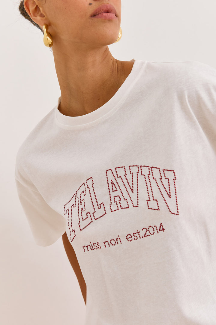 טי שירט TLV בשילוב רקמה | לבן