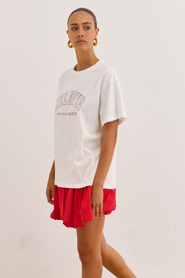 טי שירט TLV בשילוב רקמה | לבן