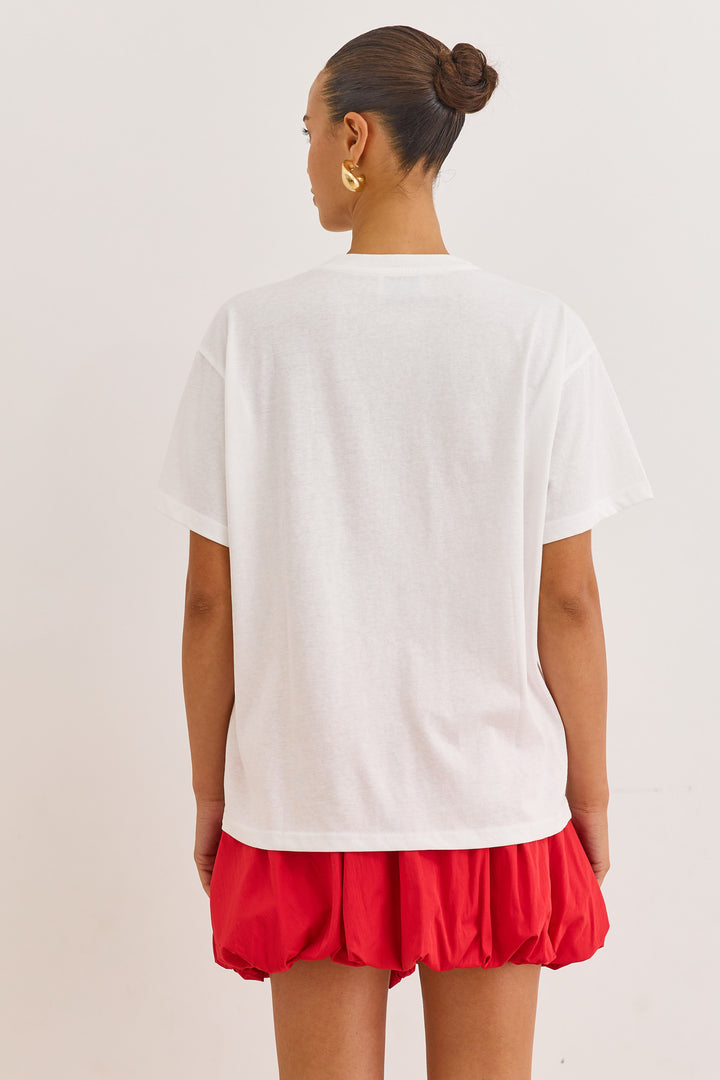 טי שירט TLV בשילוב רקמה | לבן