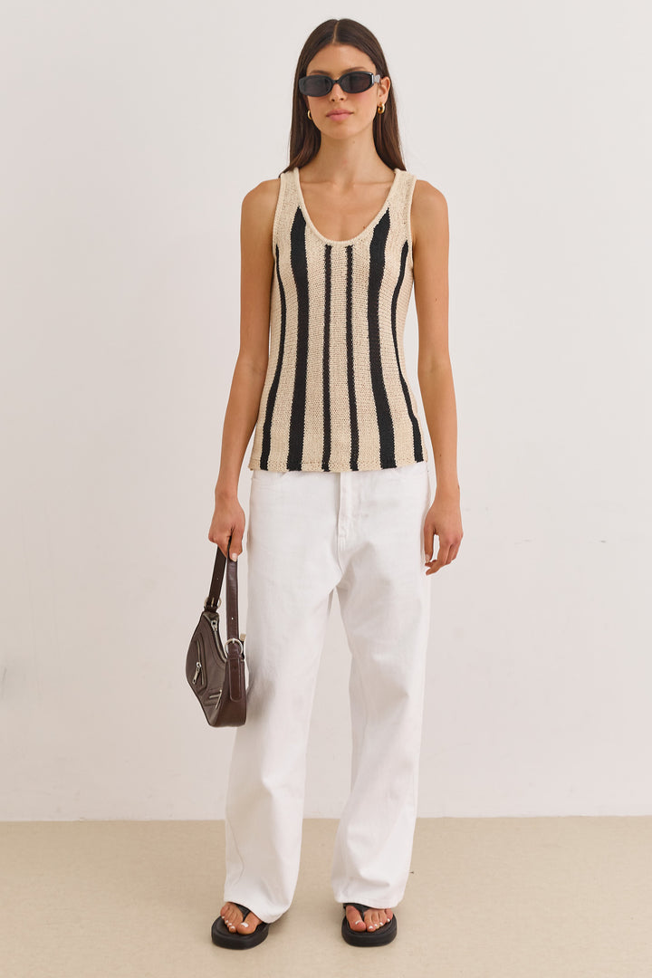 גופיית קרושה קארי סטרייפס | בז'/שחור