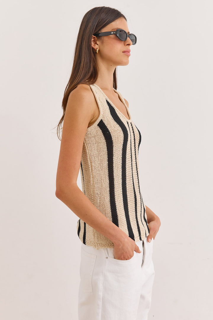 גופיית קרושה קארי סטרייפס | בז'/שחור