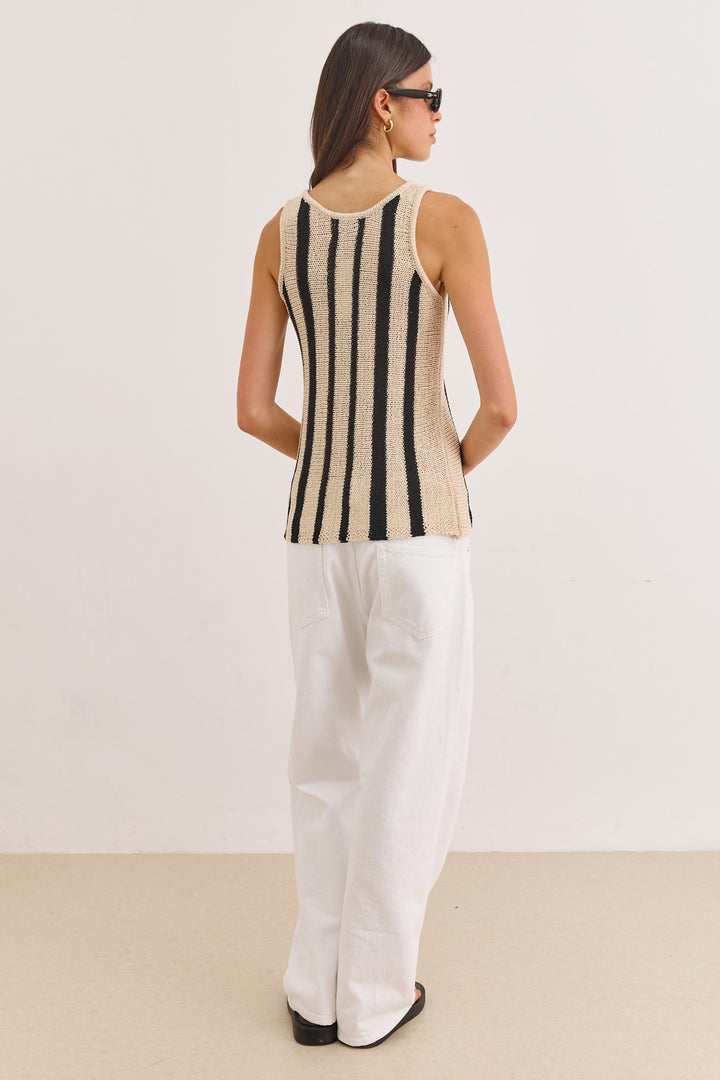 גופיית קרושה קארי סטרייפס | בז'/שחור