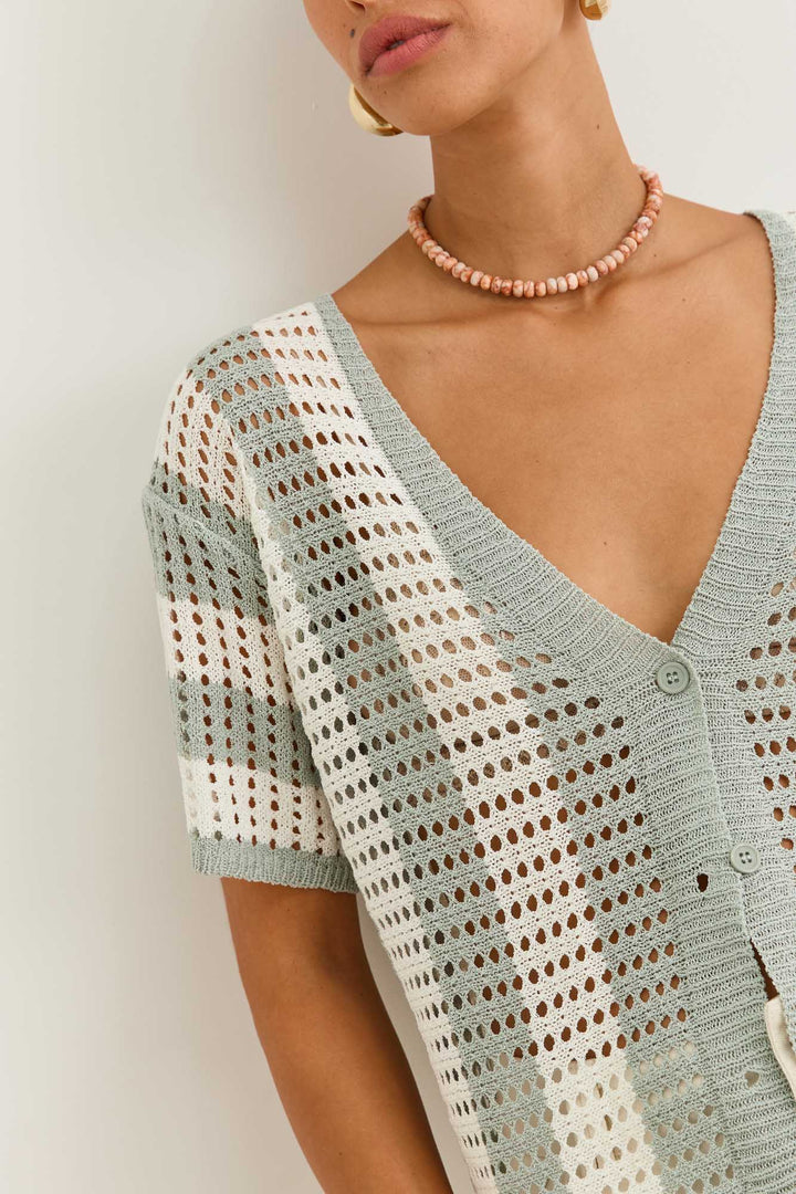 מכופתרת קרושה קלארו סטרייפס | ירוק/לבן