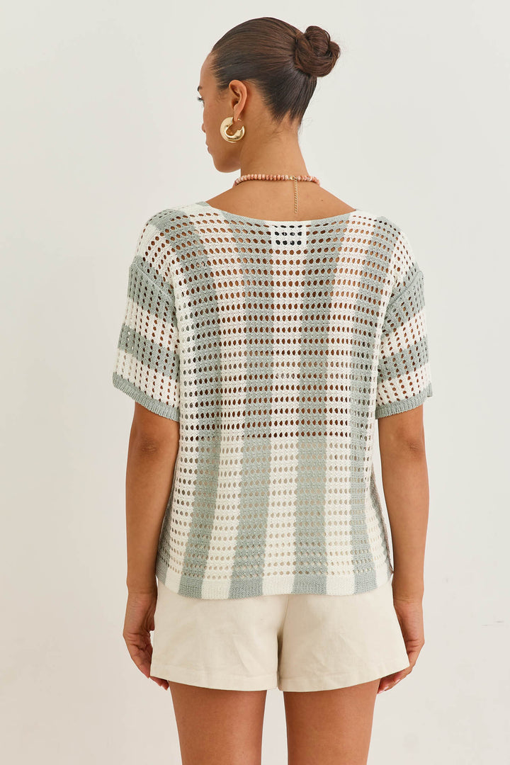 מכופתרת קרושה קלארו סטרייפס | ירוק/לבן