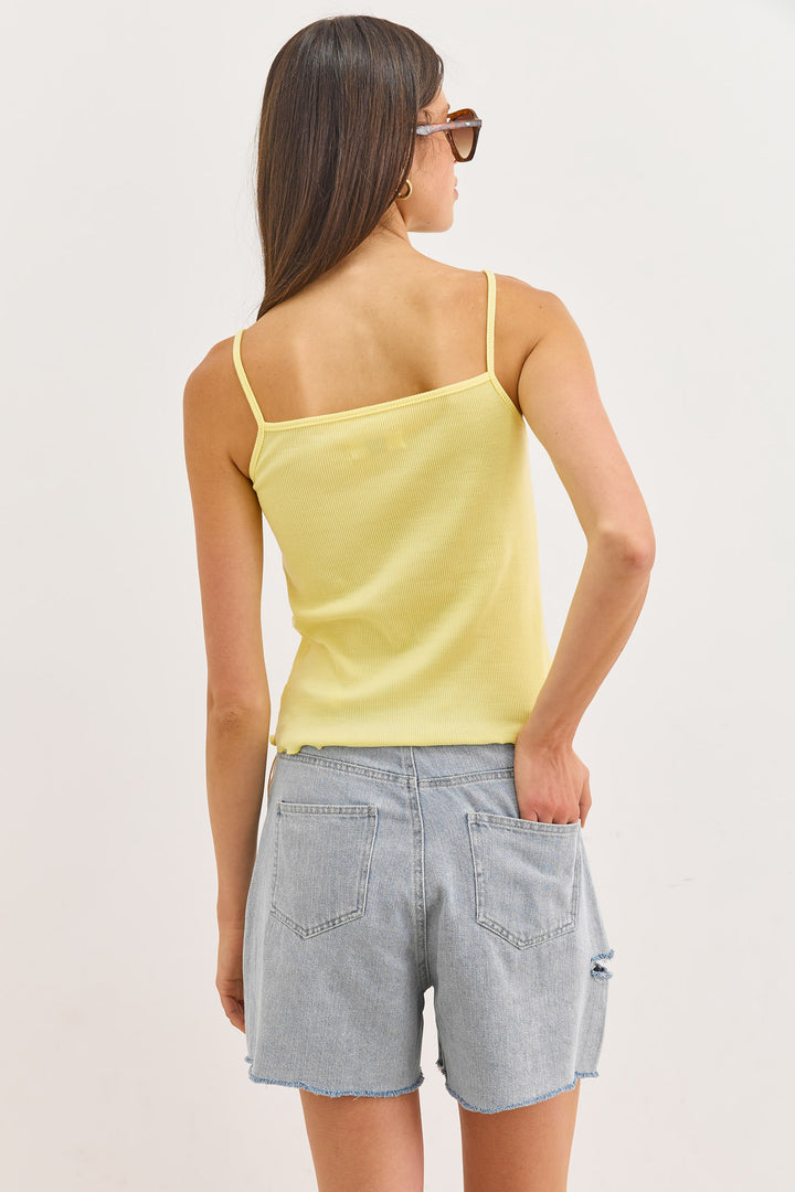 גופיית בייסיק מאי כתפיות דקות | צהוב