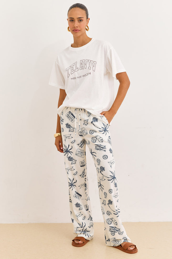 טי שירט TLV בשילוב רקמה | לבן