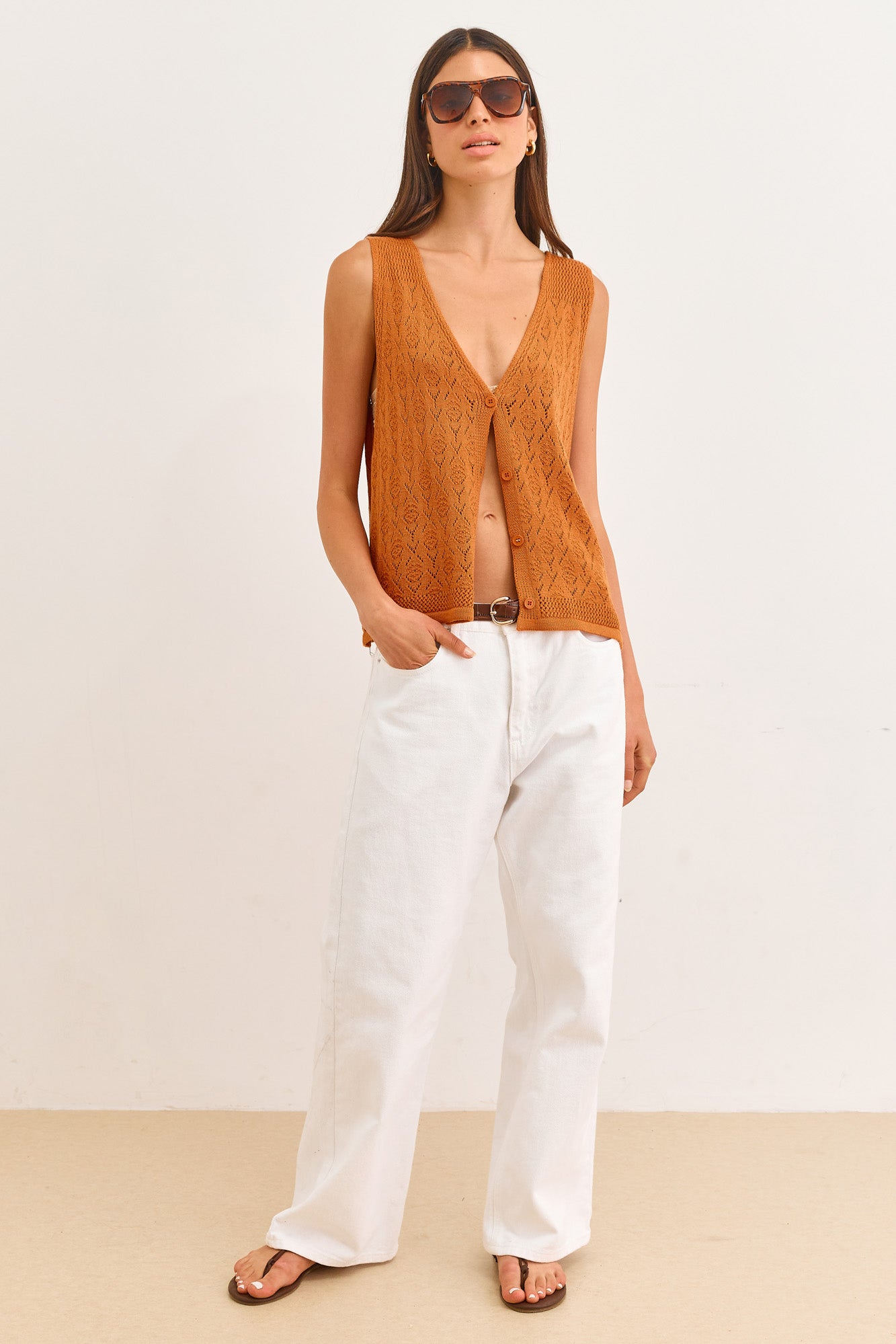 ווסט סריג לוקה עם טקסטורה | כתום