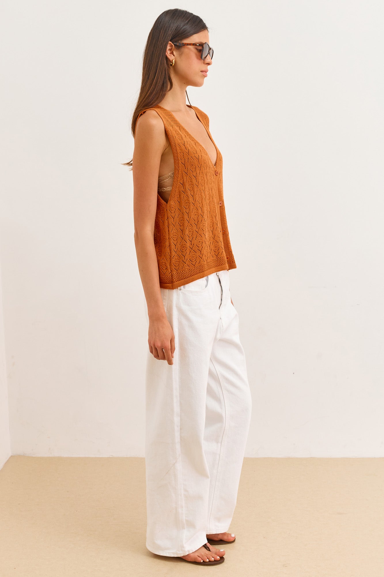 ווסט סריג לוקה עם טקסטורה | כתום