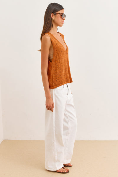 ווסט סריג לוקה עם טקסטורה | כתום