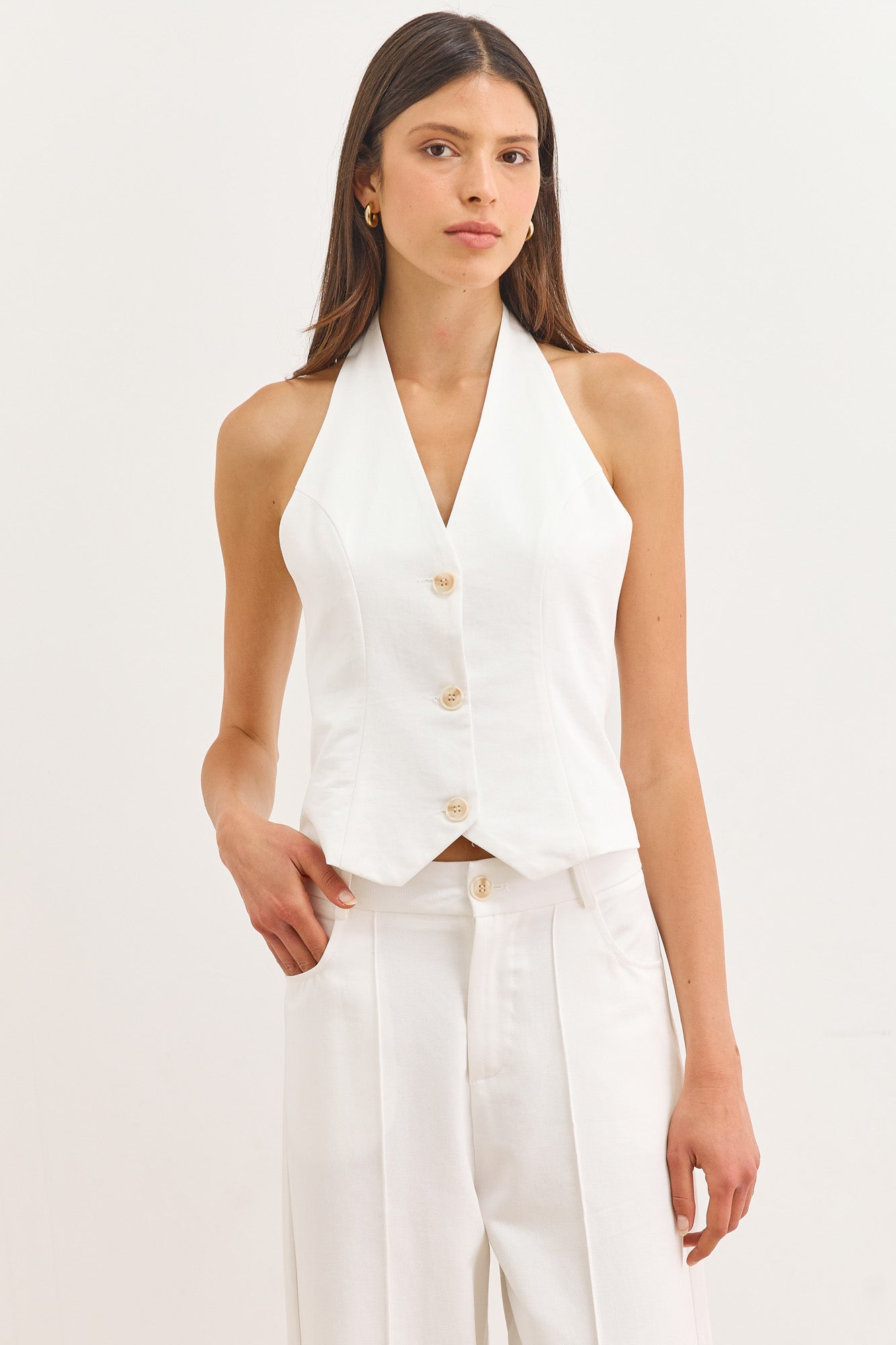 ווסט קולר אודיה כפתורים | לבן