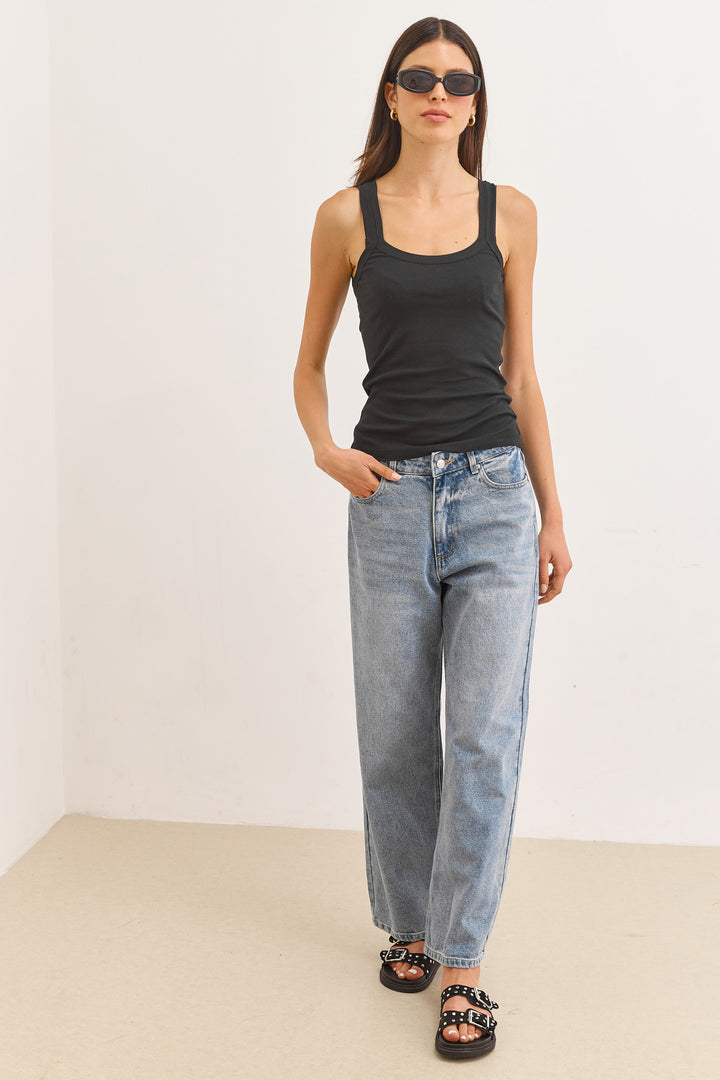 גופיית בייסיק הנדל בד שקפקף | שחור