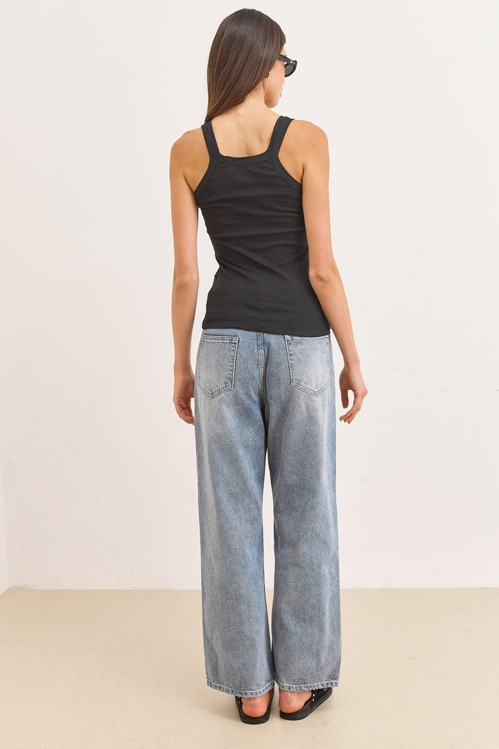 גופיית בייסיק הנדל בד שקפקף | שחור