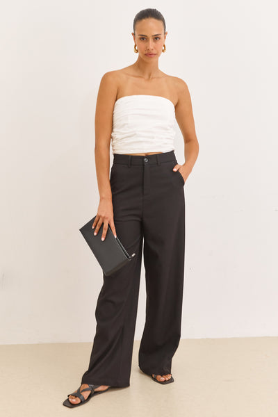 מכנסיים מחויטים איב גזרה ישרה | שחור