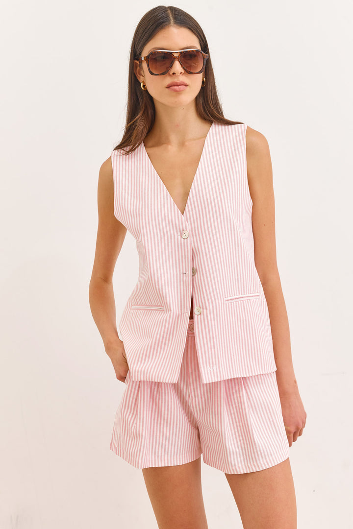 ווסט כפתורים פנמה סטרייפס | אדום/לבן