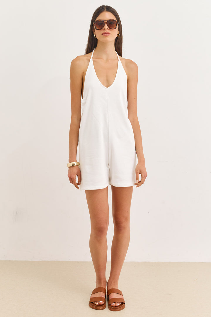 אוברול קשירה פלורנס מחשוף גב | לבן