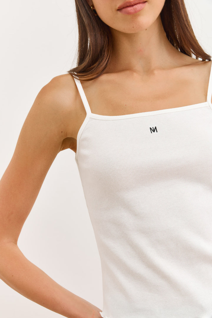 גופיית בייסיק מאי כתפיות דקות | לבן