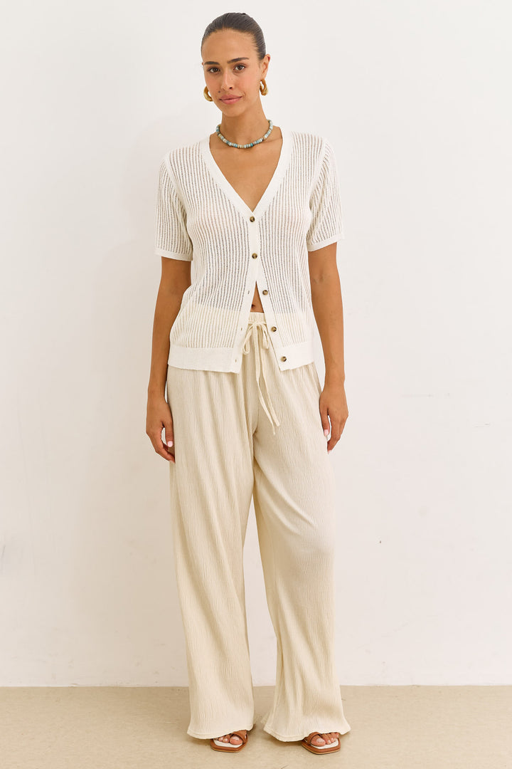 מכנסי פייר טקסטורת פסים | צהוב חמאה