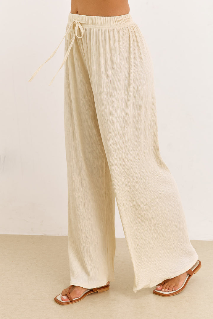 מכנסי פייר טקסטורת פסים | צהוב חמאה