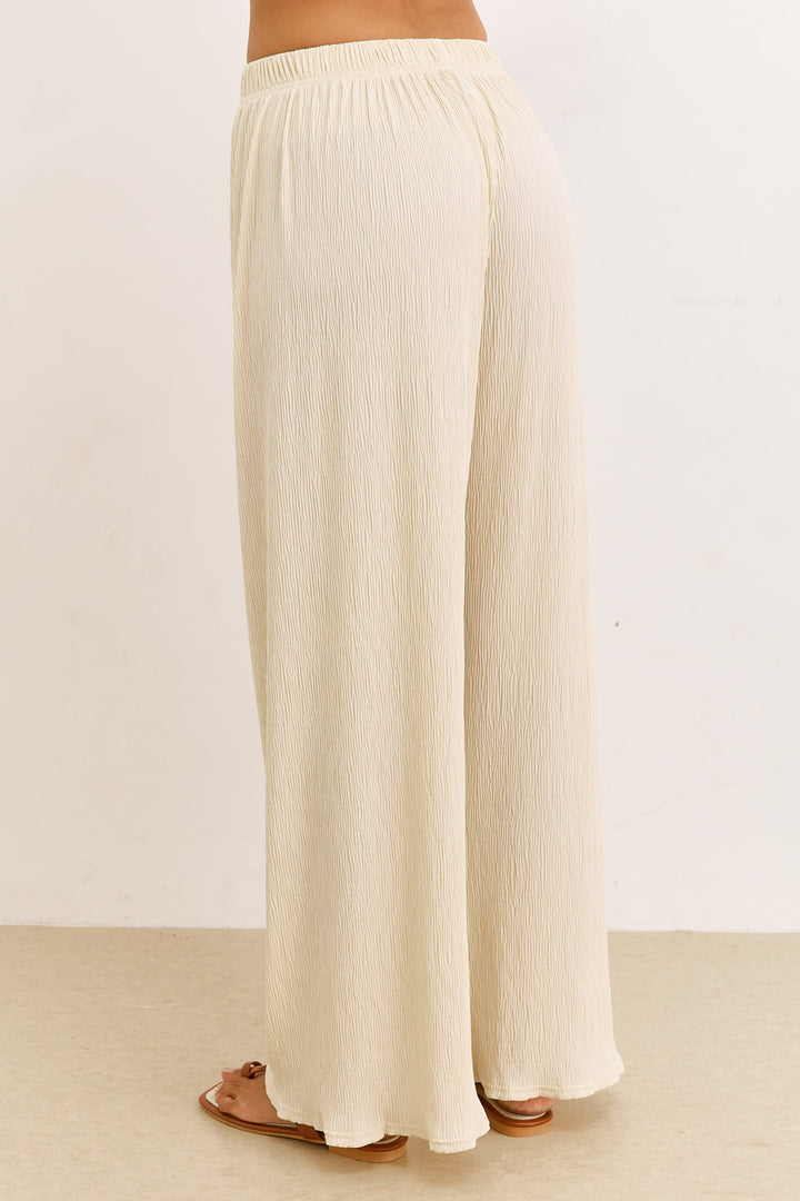 מכנסי פייר טקסטורת פסים | צהוב חמאה