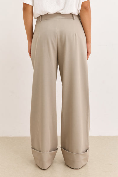 מכנסיים מחויטים מיקה סיומת קיפול | חאקי