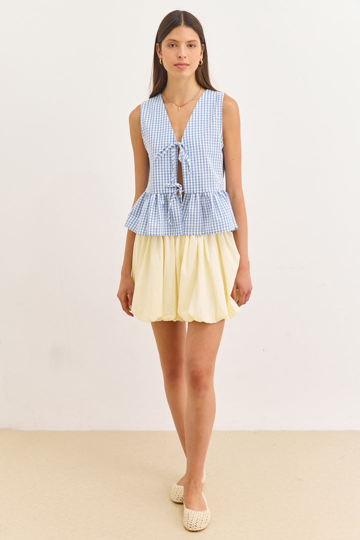 חצאית מיני אושן בגזרת בלון | חמאה