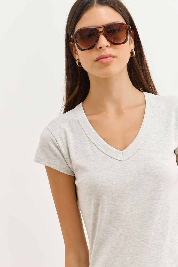 שמלת בייסיק ג'ני מחשוף וי | אפור