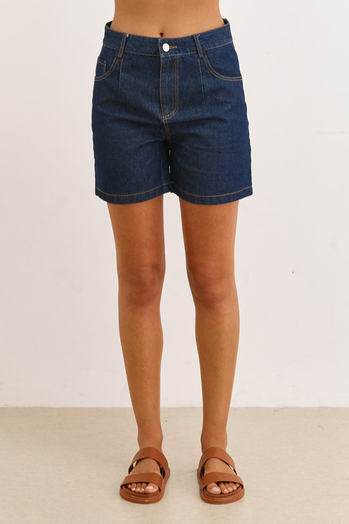 מכנסי ניקול בד דנים | ג'ינס כהה