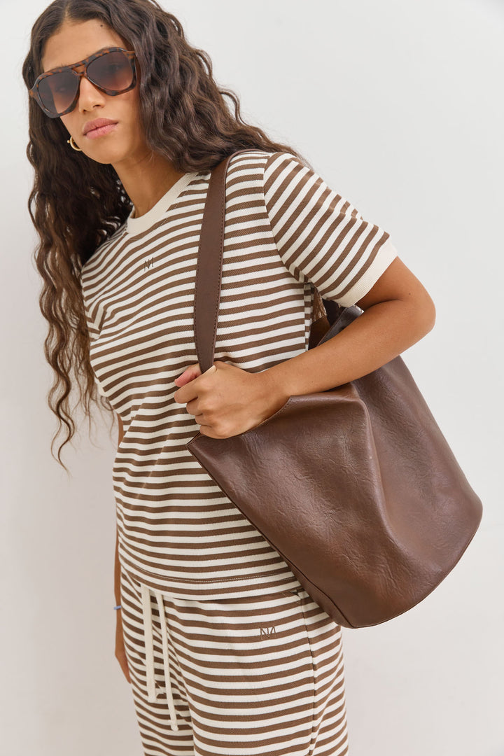 תיק שק אנוק דמוי עור | חום כהה