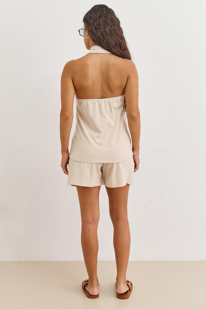 חולצת קולר נעמי בד וופל | בז'