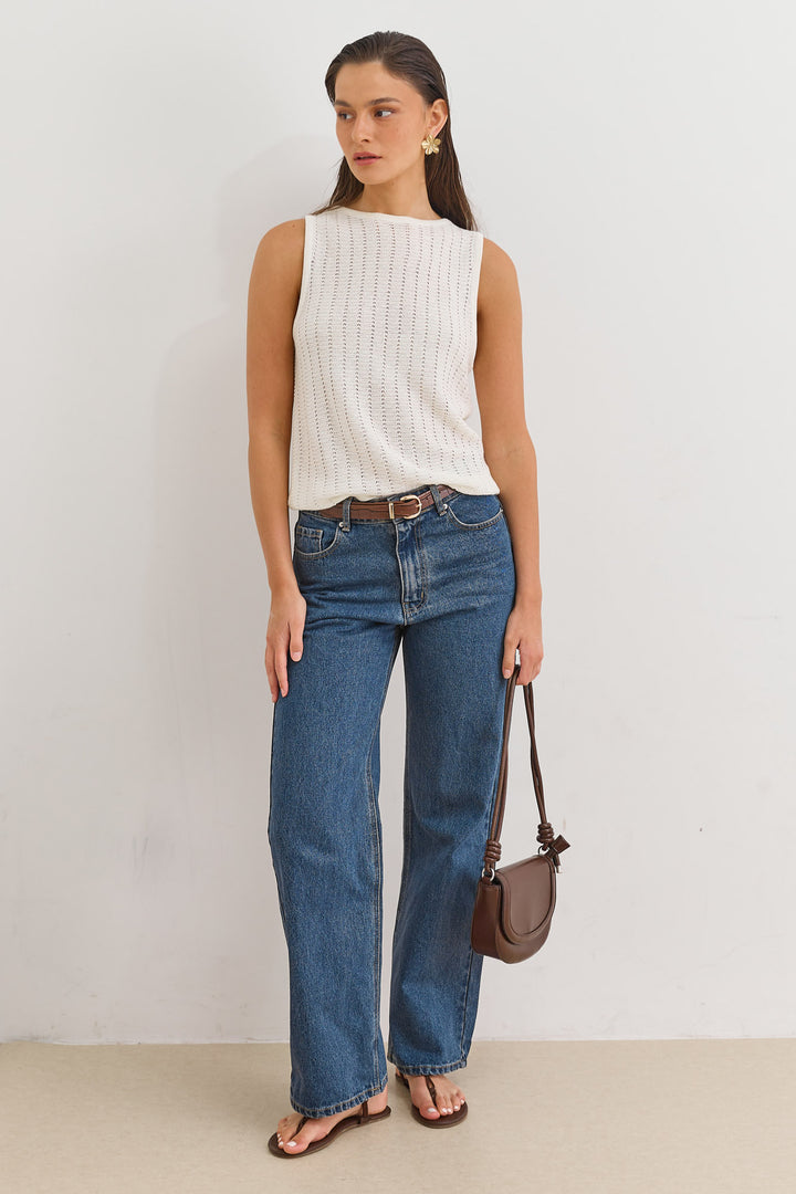 אפודת דון סטרייפס בד מחורר | לבן