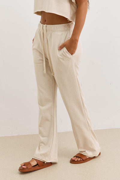 מכנסי פרנץ' טרי סלסט גזרה ישרה | בז'