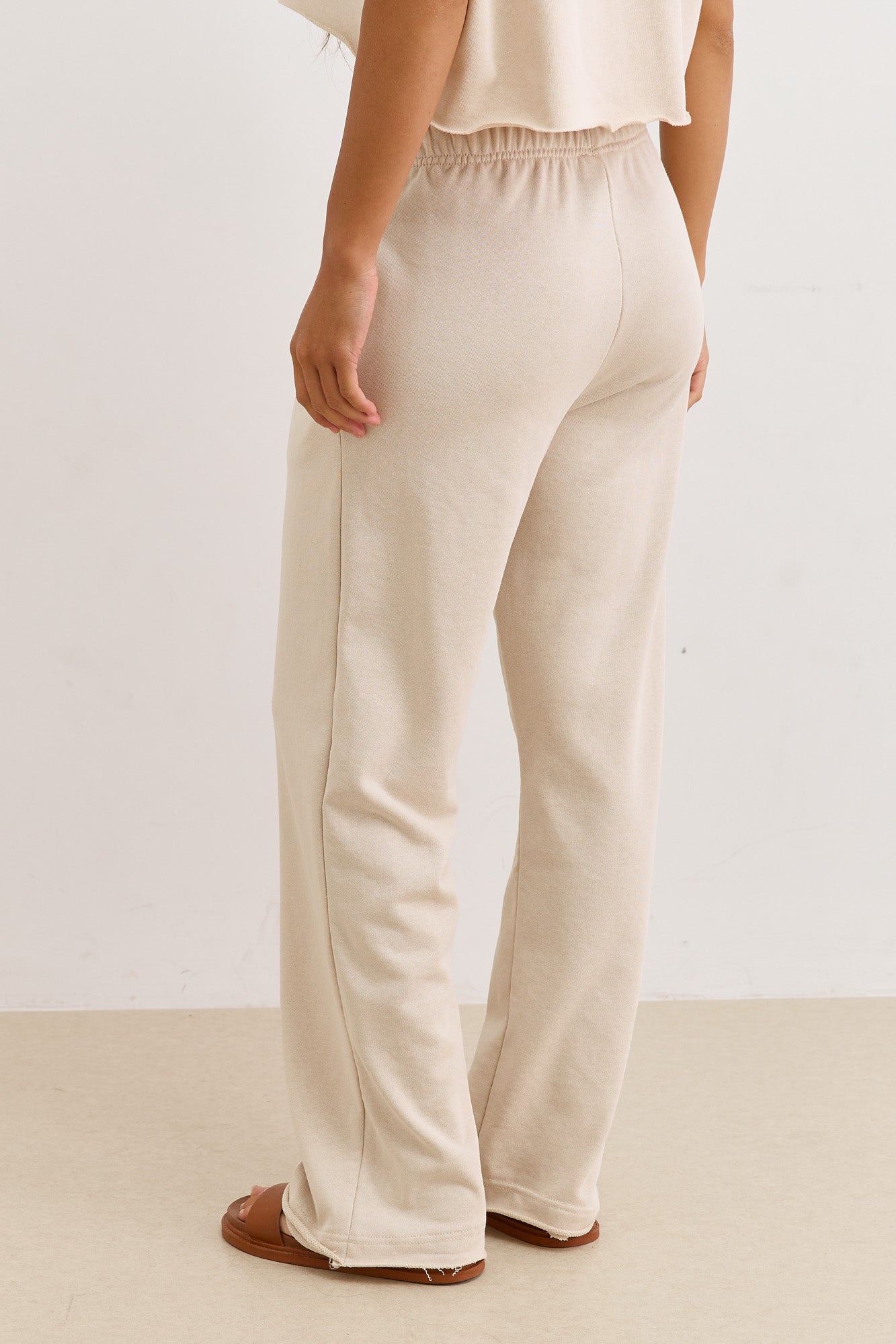 מכנסי פרנץ' טרי סלסט גזרה ישרה | בז'