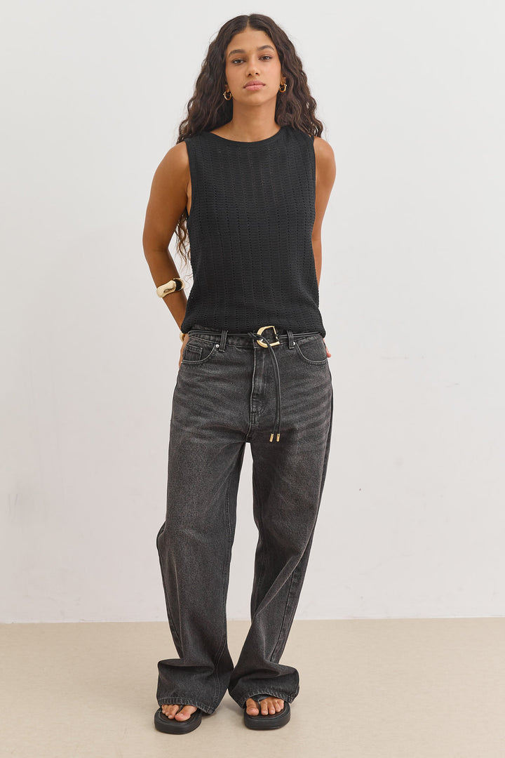 אפודת דון סטרייפס בד מחורר | שחור