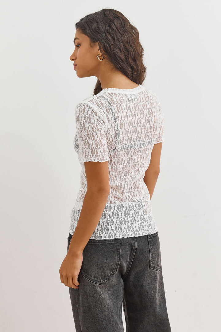 חולצת הלנה בד תחרה | לבן
