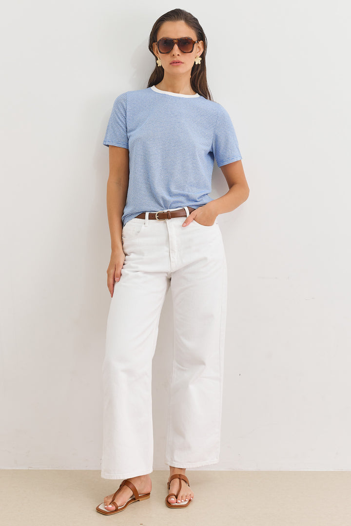 טי שירט לוקאס סטרייפס | כחול/לבן