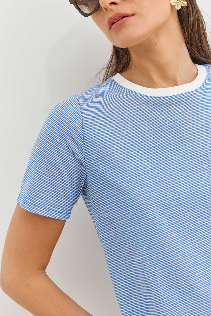 טי שירט לוקאס סטרייפס | כחול/לבן