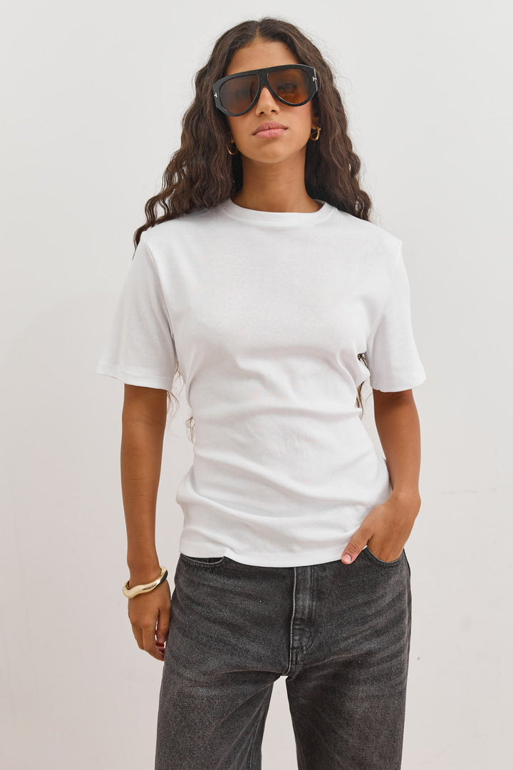 חולצת אנני רצועות קשירה | לבן