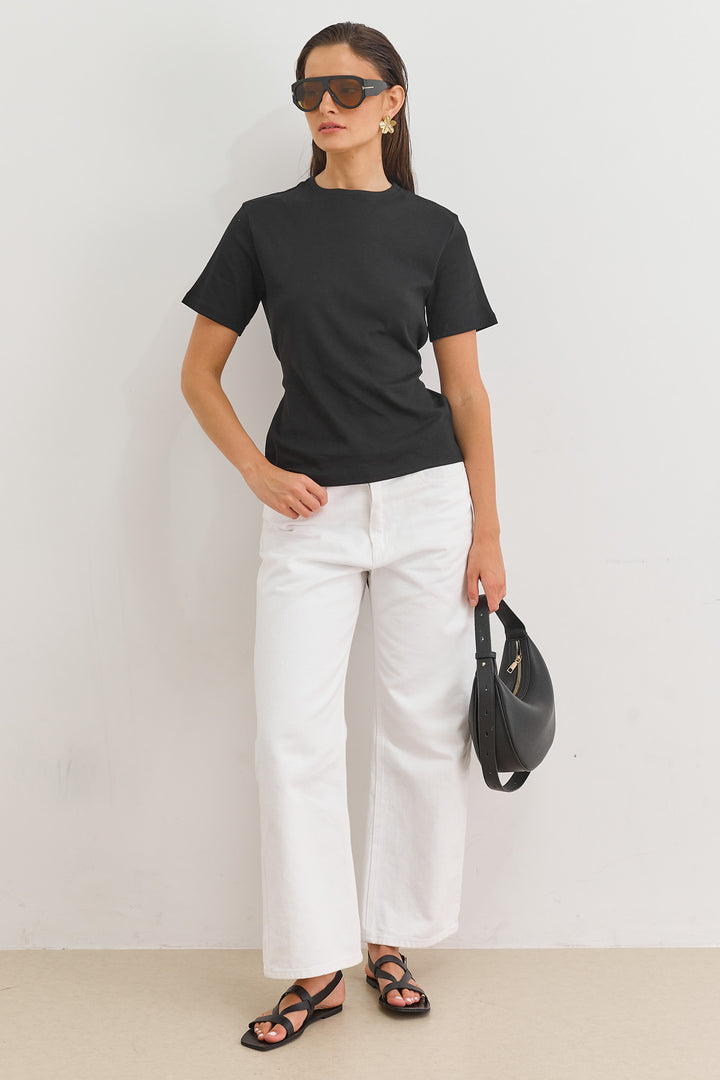 חולצת אנני רצועות קשירה | שחור