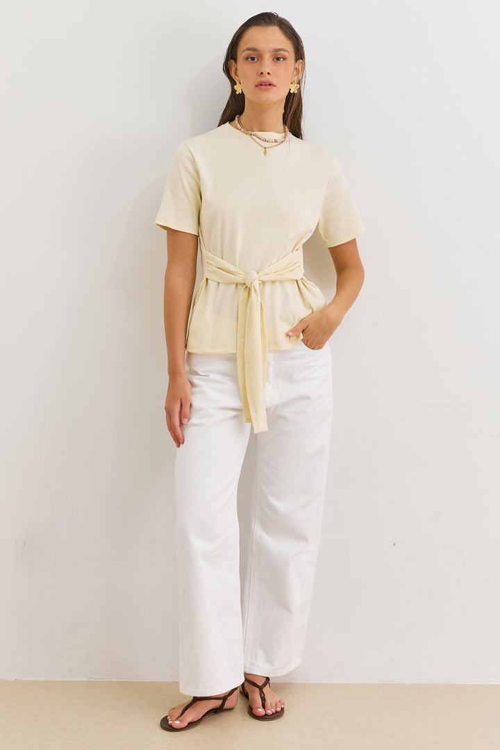 חולצת אנני רצועות קשירה | צהוב חמאה