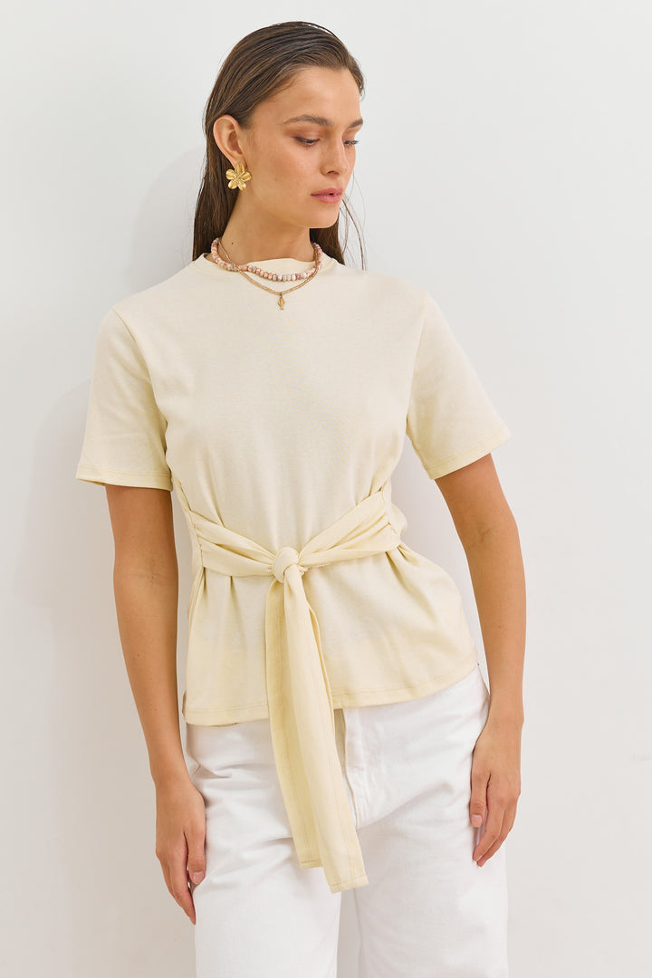 חולצת אנני רצועות קשירה | צהוב חמאה