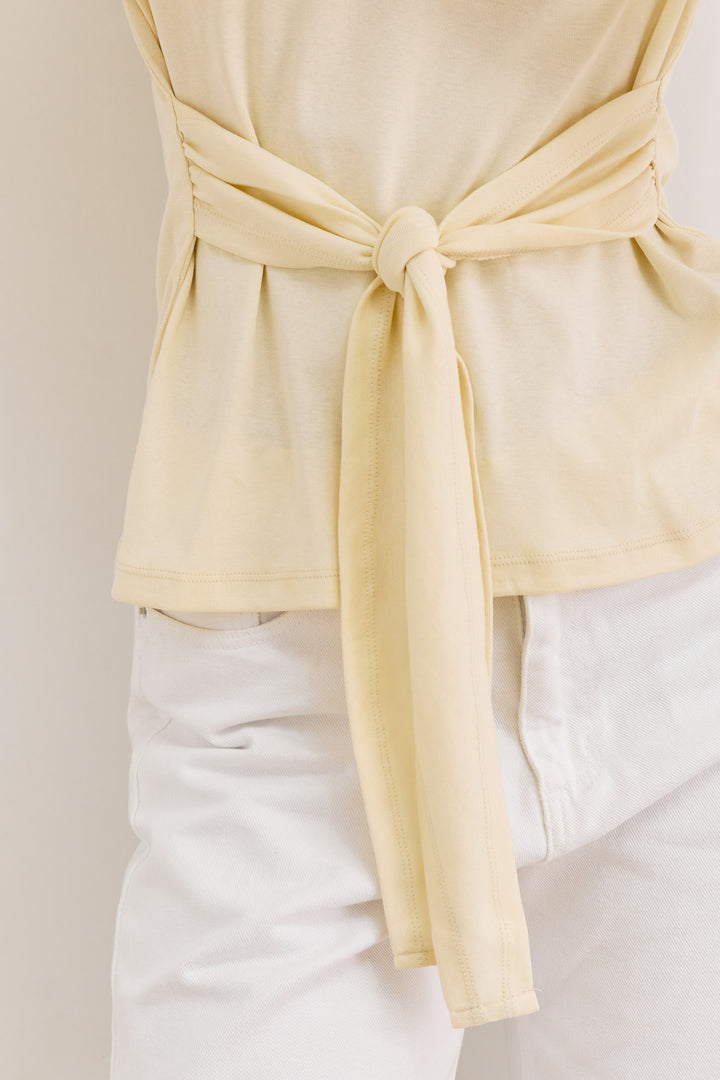 חולצת אנני רצועות קשירה | צהוב חמאה