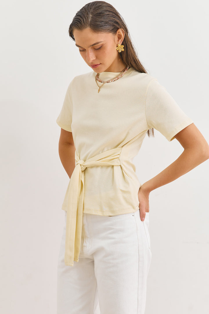 חולצת אנני רצועות קשירה | צהוב חמאה