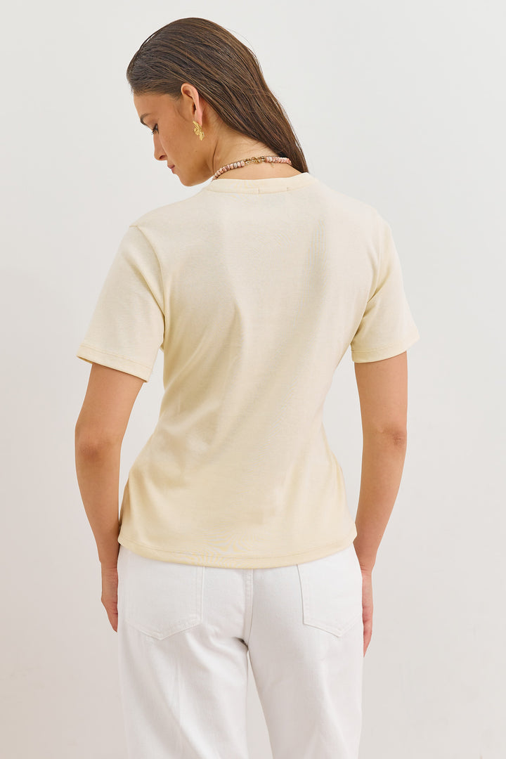 חולצת אנני רצועות קשירה | צהוב חמאה