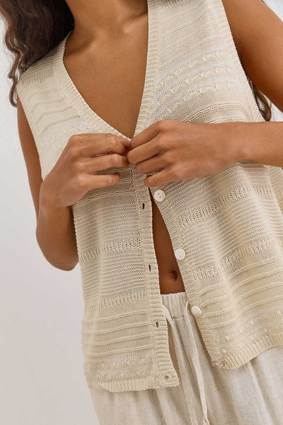 ווסט סריג תיאה עם טקסטורה | בז'