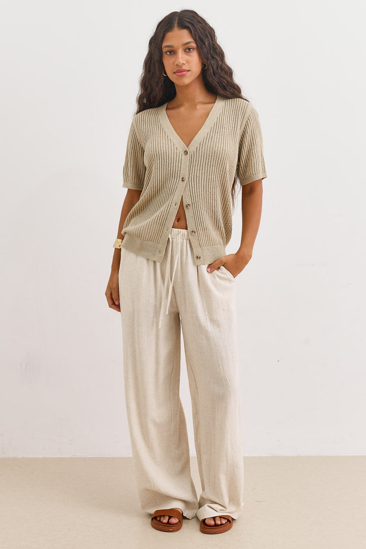 חולצת סריג צ'ארלס בשילוב כפתורים | חאקי