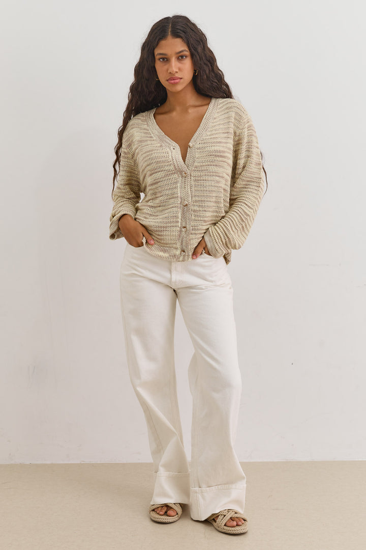 קרדיגן סריג לולה סטרייפס | צהוב