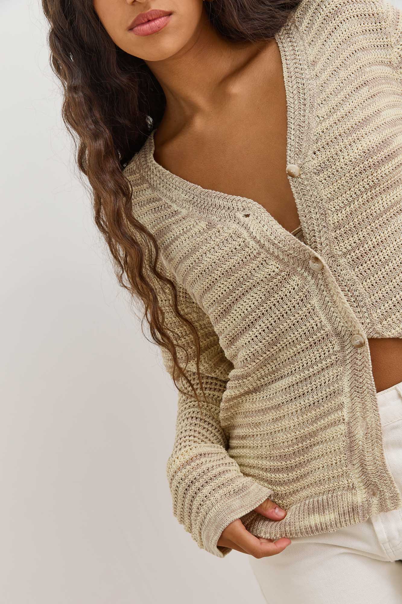 PRE-ORDER קרדיגן סריג לולה סטרייפס | צהוב